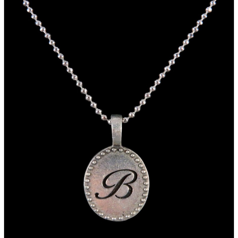 ORIGAMI OWL Silver Tone 16" Bead Chain Necklace OVAL MONOGRAM PENDANT Letter "B"